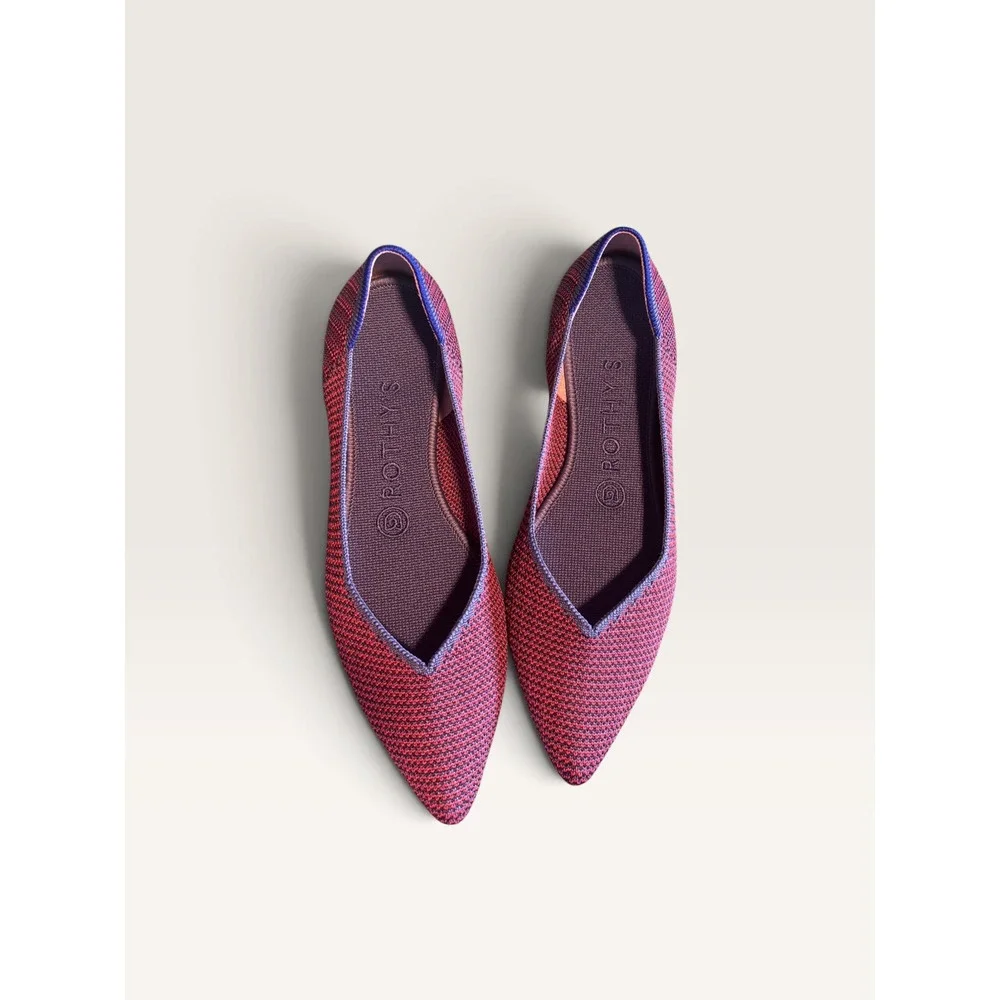 Rothy's The Point Plum Heather Knit Pointed Toe Flats Shoes Womens 7.5